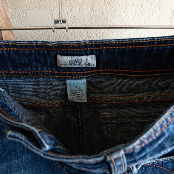 SO Jean Skirt Sz 9 Dark Blue Denim Wash Mini Classic Retro Western Boho - Picture 2 of 3